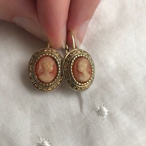 Vintage cameo drop earrings